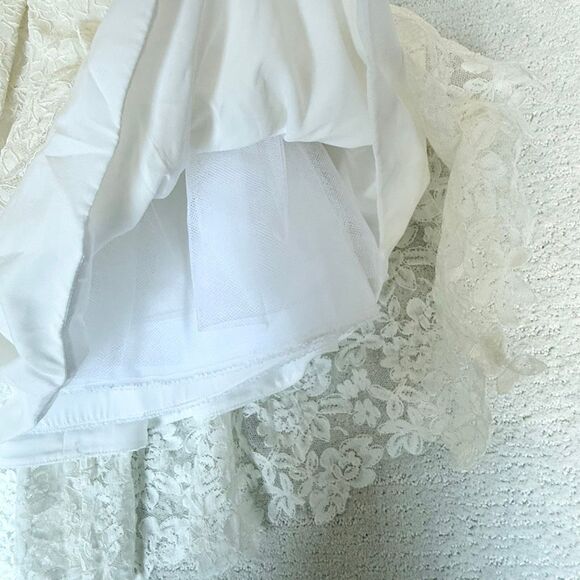 Legends by Romona Keveza 100% Silk Lace Overlay Strapless Wedding Gown Short Kne - Picture 7 of 16